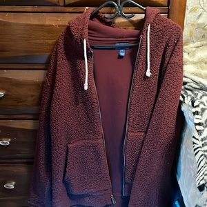 Arizona Jean Co Men Full Zip Hoodie Burgundy